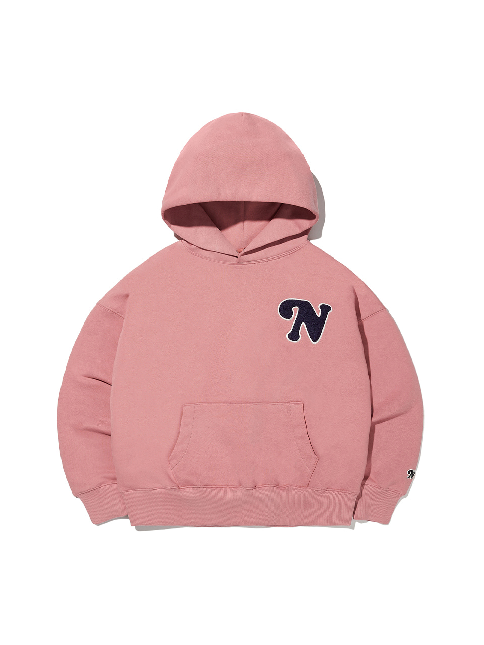Over Fit Botton Logo Hoodie Pink