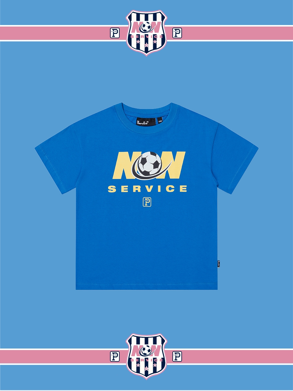 OVER THE PITCH SOCCER LOGO T-SHIRTS BLUE